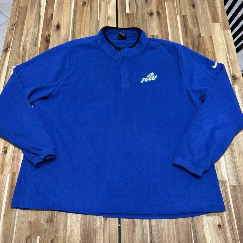 Florida Gulf Coast Eagles Pullover Mens 2XL Blue Nike Fleece 1/4 Zip FGCU
